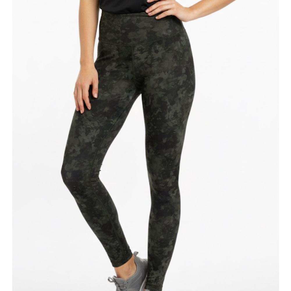 MARIKA Mottled Pattern High Waisted Leggings, Women’s Size M, Green Gray